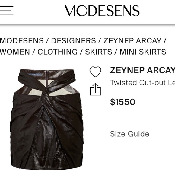 Zeynep Arcay Twisted Cut-Out Leather Mini Skirt - Picture 3 of 10